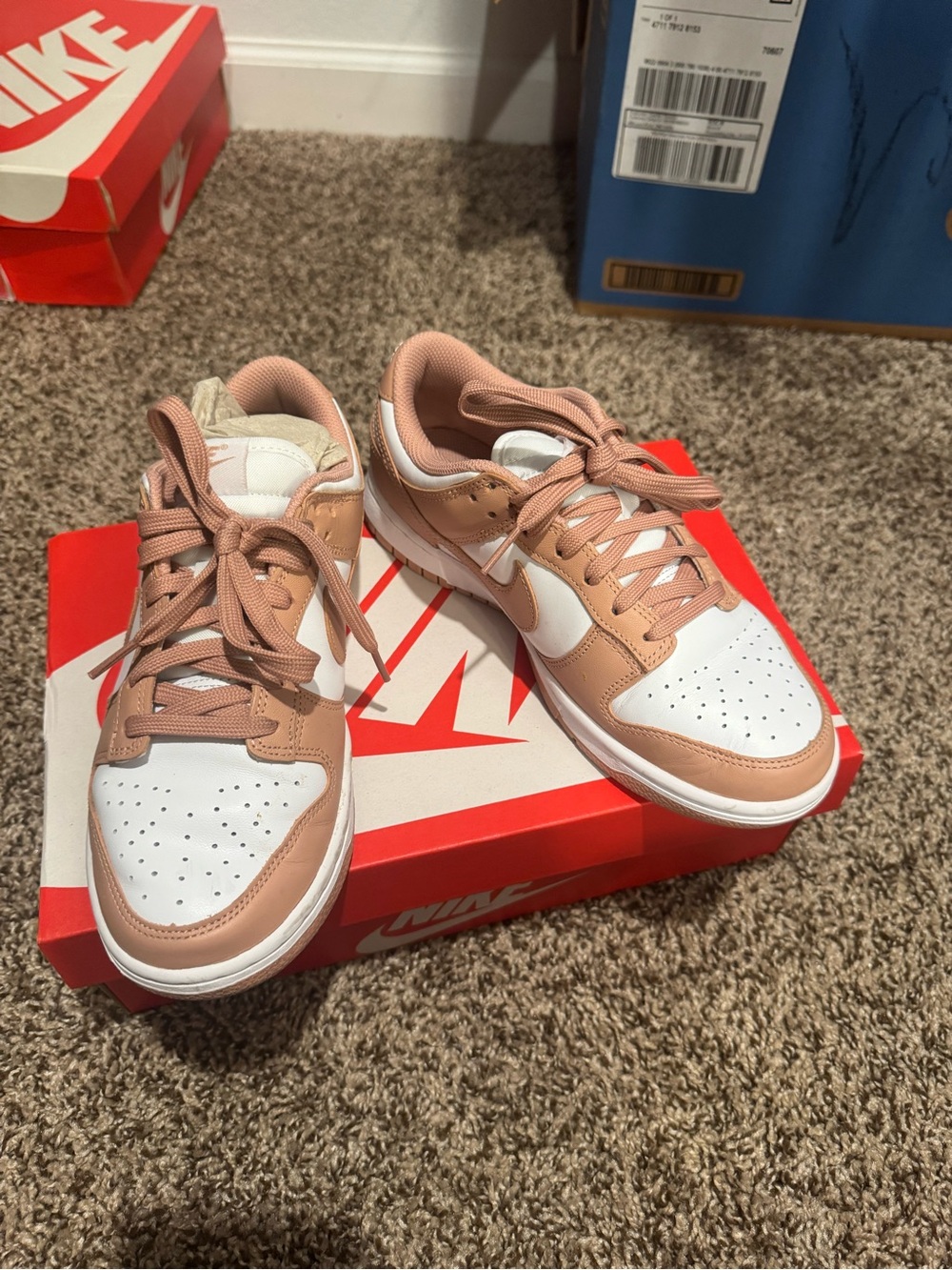 Nike Low-Top Sneakers in White and Peach